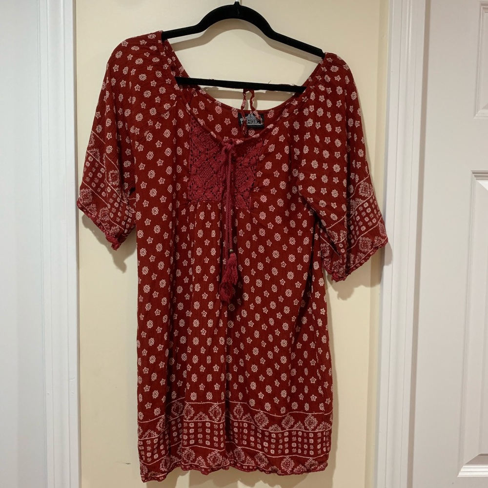 Angie boho dress. Flowy, crochet details